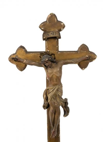 Italian Renaissance Carved Wood Crucifix