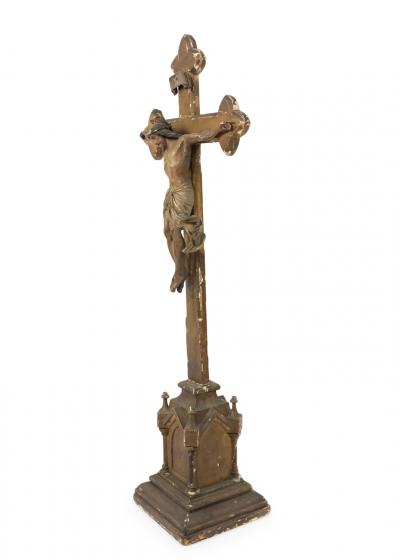 Italian Renaissance Carved Wood Crucifix