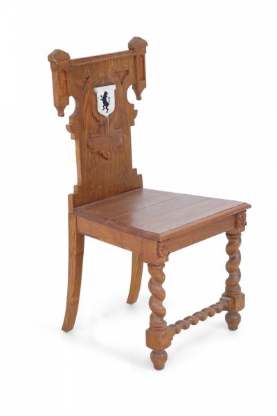Italian Renaissance Carved Wooden Turn Legged Side Chair