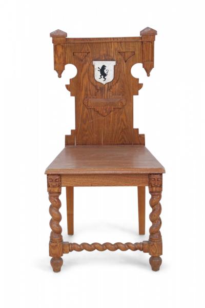 Italian Renaissance Carved Wooden Turn Legged Side Chair