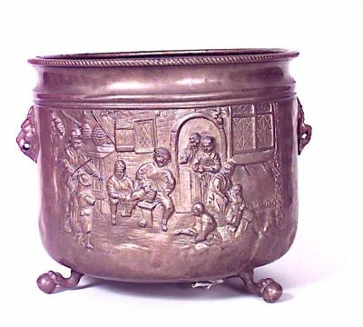 Italian Renaissance Hammered Brass Pot