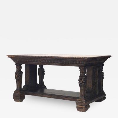 Italian Renaissance Oak Library Table Desk