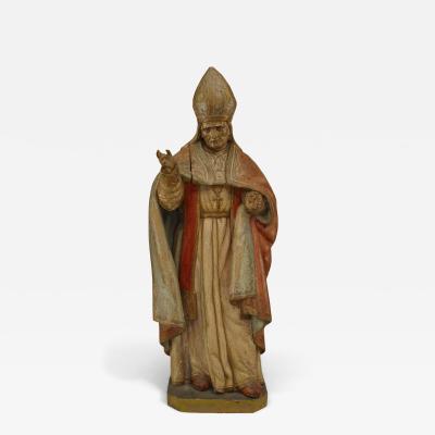 Italian Renaissance Polychromed Pope Figure