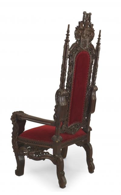 Italian Renaissance Red Velvet Throne Chair
