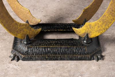 Italian Renaissance Style Cast Iron Table with Arabian Sword Base Granite Top