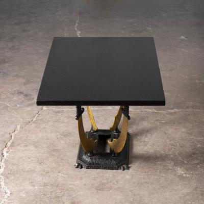 Italian Renaissance Style Cast Iron Table with Arabian Sword Base Granite Top