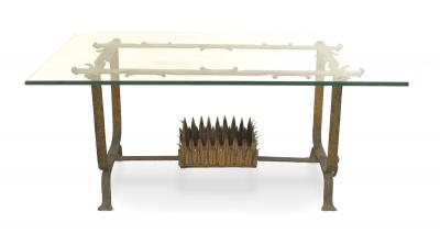 Italian Renaissance Style Gilt Iron and Glass Coffee Table
