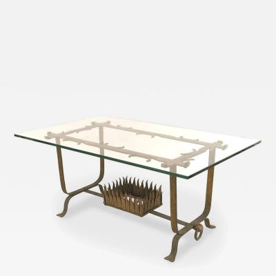 Italian Renaissance Style Gilt Iron and Glass Coffee Table