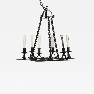 Italian Renaissance Style Iron Star of David Chandelier