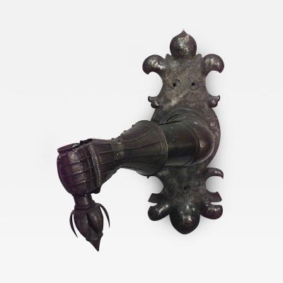 Italian Renaissance Style Metal Armored Arm Shaped Wall Sconce
