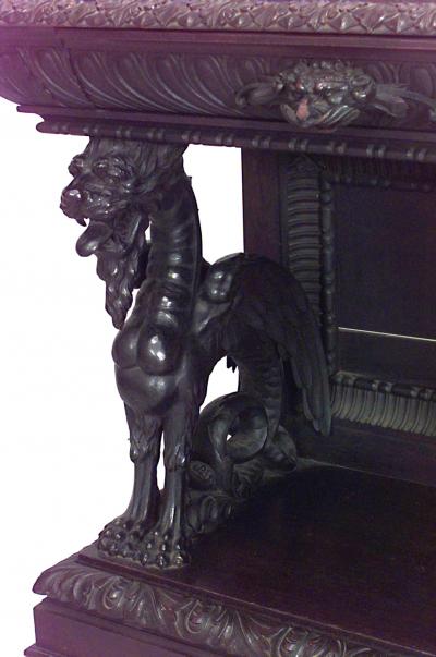 Italian Renaissance Style Oak Griffin Console Table