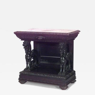 Italian Renaissance Style Oak Griffin Console Table