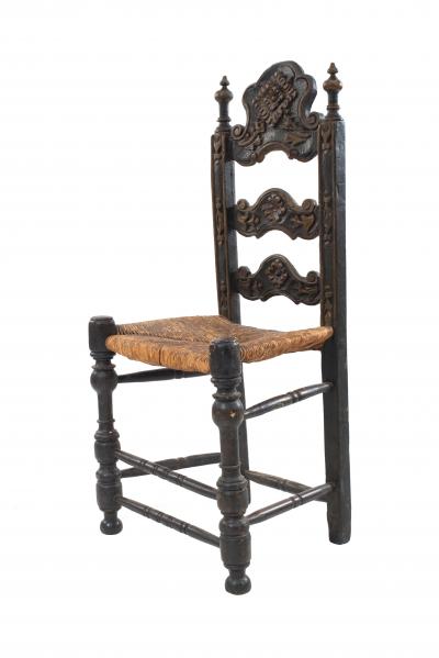 Italian Renaissance Style Painted and Carved Ladder Back Side Chairs
