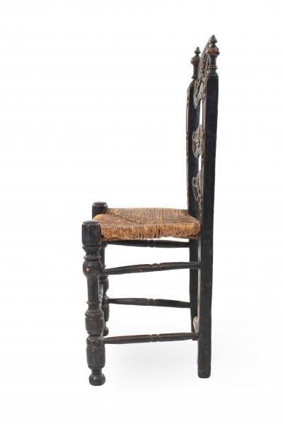Italian Renaissance Style Painted and Carved Ladder Back Side Chairs
