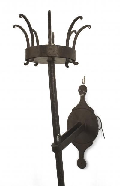 Italian Renaissance Style Wrought Iron and Glass Torch Wall Sconces