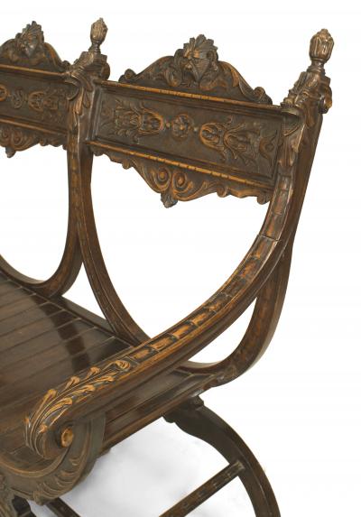 Italian Renaissance Walnut Savonarola Loveseat