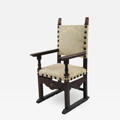 Italian Renaissance Walnut Throne Arm Chair