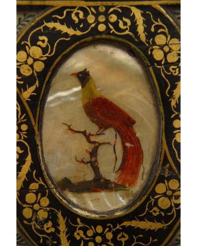 Italian Renaissance style ebonized stone mother of pearl inset box