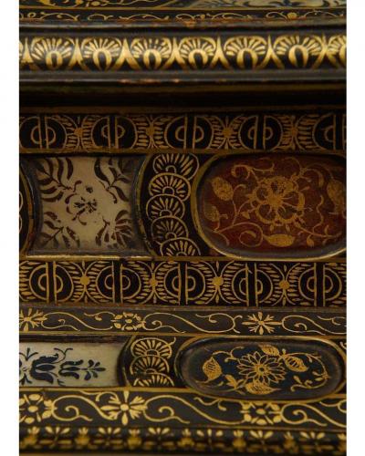 Italian Renaissance style ebonized stone mother of pearl inset box