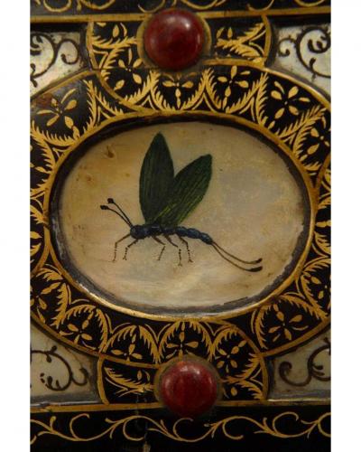 Italian Renaissance style ebonized stone mother of pearl inset box