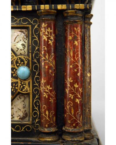 Italian Renaissance style ebonized stone mother of pearl inset box