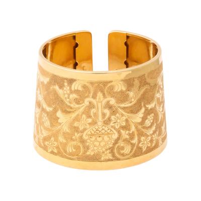 Italian Retro 18 k Engraved Cuff