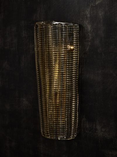 Italian Ribbed Curved Murano Glass Wall Sconce