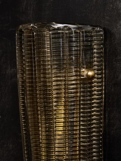 Italian Ribbed Curved Murano Glass Wall Sconce