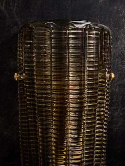Italian Ribbed Curved Murano Glass Wall Sconce