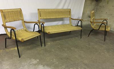 Italian Riviera Charming Rope and Metal Set of One Couch and 2 Chairs