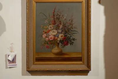 Italian Rococo 1770s Framed Still Life Painting Depicting a Bouquet of Flowers