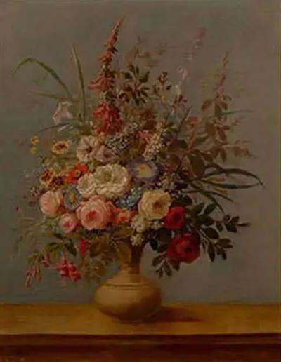 Italian Rococo 1770s Framed Still Life Painting Depicting a Bouquet of Flowers