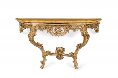 Italian Rococo 18th Century Silver Gilt and Marble Top Console