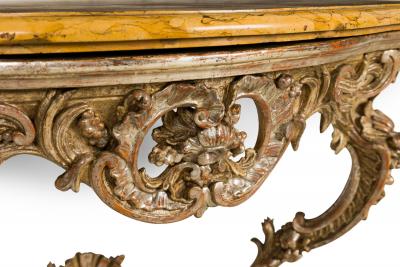 Italian Rococo 18th Century Silver Gilt and Marble Top Console