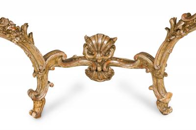 Italian Rococo 18th Century Silver Gilt and Marble Top Console