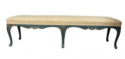 Italian Rococo Blue Painted Bench