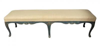Italian Rococo Blue Painted Bench