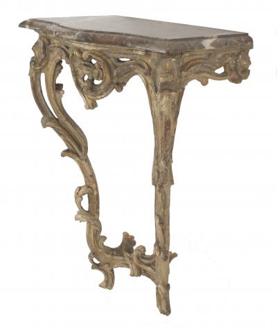 Italian Rococo Brown Marble Console Table