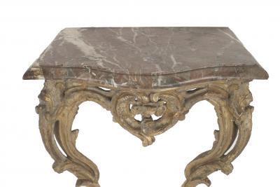 Italian Rococo Brown Marble Console Table
