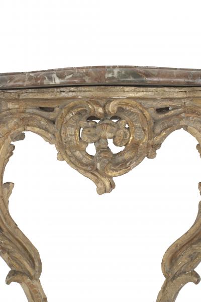 Italian Rococo Brown Marble Console Table