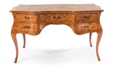 Italian Rococo Burl Walnut Writing Desk