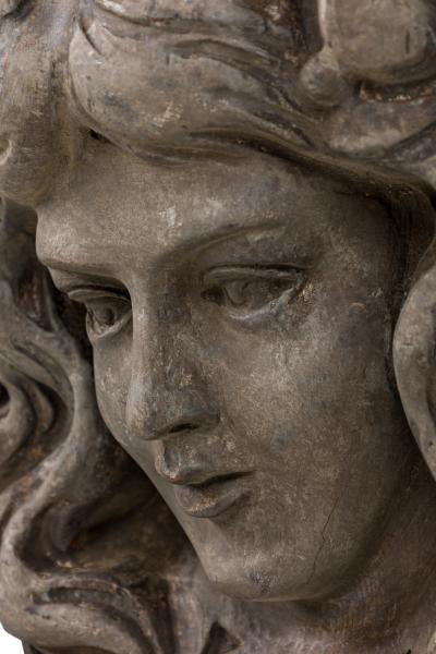 Italian Rococo Carved Wood Faux Bois Figural Wall Shelf Architectural Element