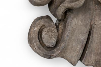 Italian Rococo Carved Wood Faux Bois Figural Wall Shelf Architectural Element