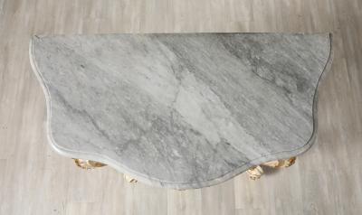 Italian Rococo Carved and Gilded Console with Marble Top circa 1750