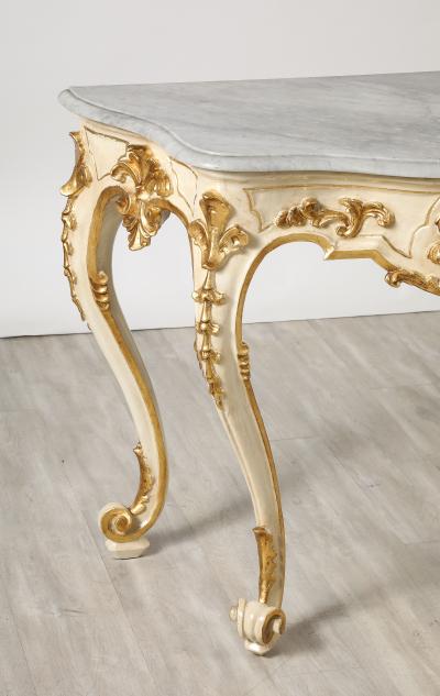 Italian Rococo Carved and Gilded Console with Marble Top circa 1750