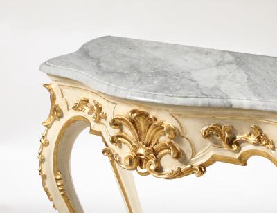 Italian Rococo Carved and Gilded Console with Marble Top circa 1750