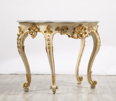 Italian Rococo Carved and Gilded Console with Marble Top circa 1750