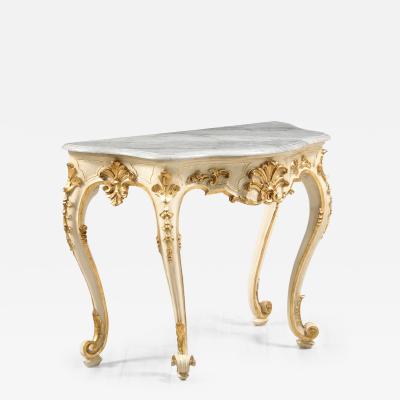 Italian Rococo Carved and Gilded Console with Marble Top circa 1750