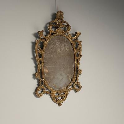 Italian Rococo Giltwood Wall or Console Mirror Distressed
