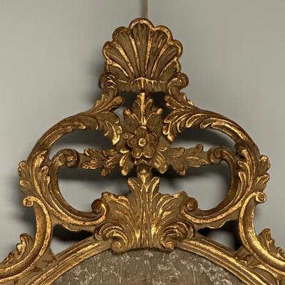 Italian Rococo Giltwood Wall or Console Mirror Distressed